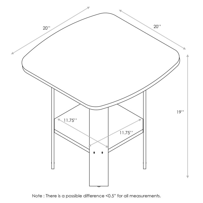 Table de bout compacte en noyer foncé - Design contemporain élégant et peu encombrant