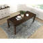 7 tables de salle à manger au design moderne pour la pièce: table brun foncé et 6 chaises rembourrées taupe, 6 sièges, garniture cloutée Suite: tissu rectangulaire texturé