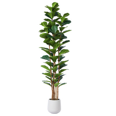 Adcock  Artificial Fiddle Leaf Fig Tree with Realistic Leaves and Natural Trunk, Potted Tree