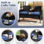 Patio Loveseat With Built-in Table Soft Cushions & Tempered Glass Tabletop