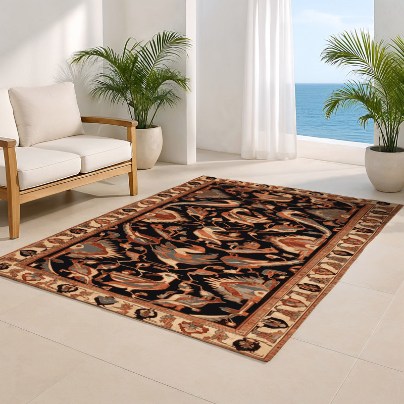 Persian Brown Indoor and Outdoor Area Rug, Rectangle 4' x 6'