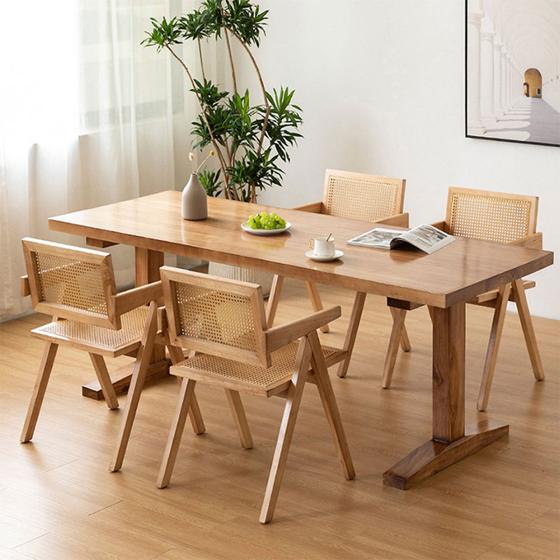 Modern Burlywood Rectangular Solid Wood Dining Table, 29.53"H x 70.87"L x 31.5"W
