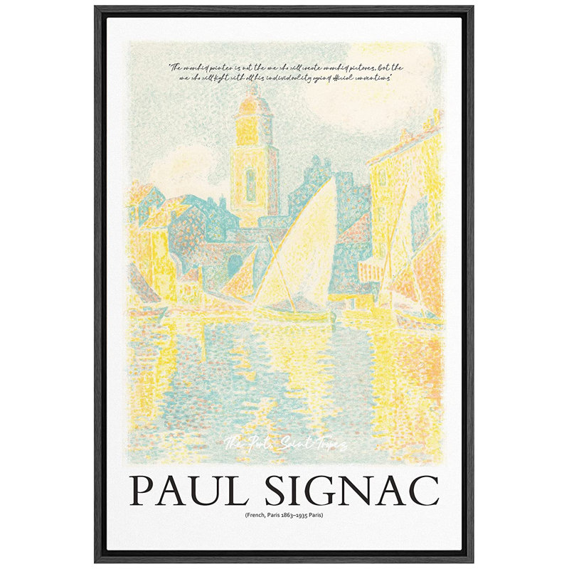 "Pastel Saint Tropez Nature Wilderness" par Paul Signac - impression sur toile, H 36 po x l 24 po x P 1,5 po, Cadre noir