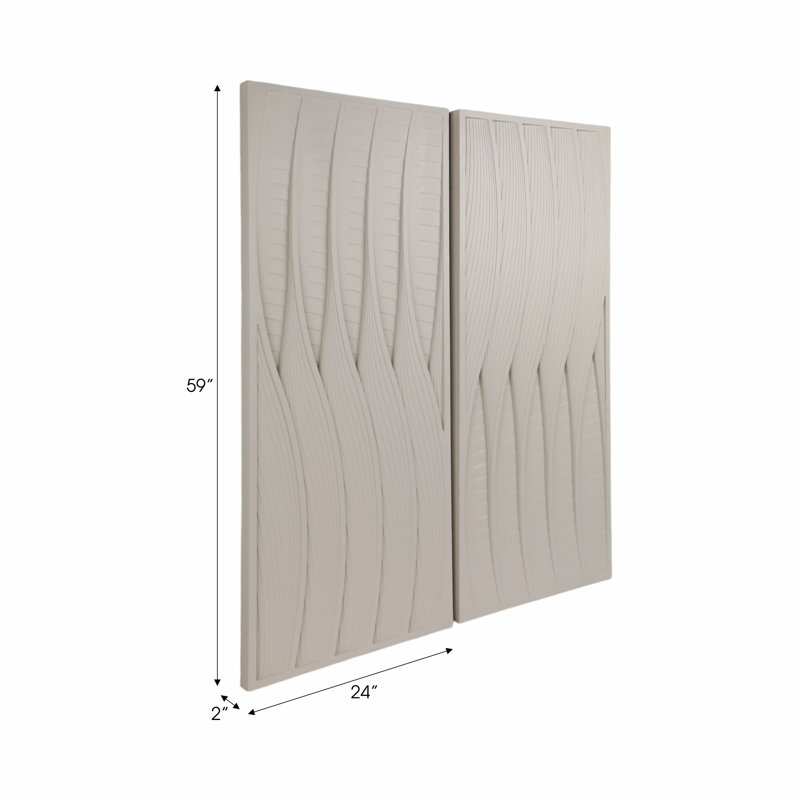 Zephyrine Sagebrook Home Trinity Dimensional Plaster Wall Art Set Contemporary Wood 24x59.