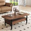 Table basse 47,2 "Mid Century Modern avec tiroirs de rangement et tablette ouverte