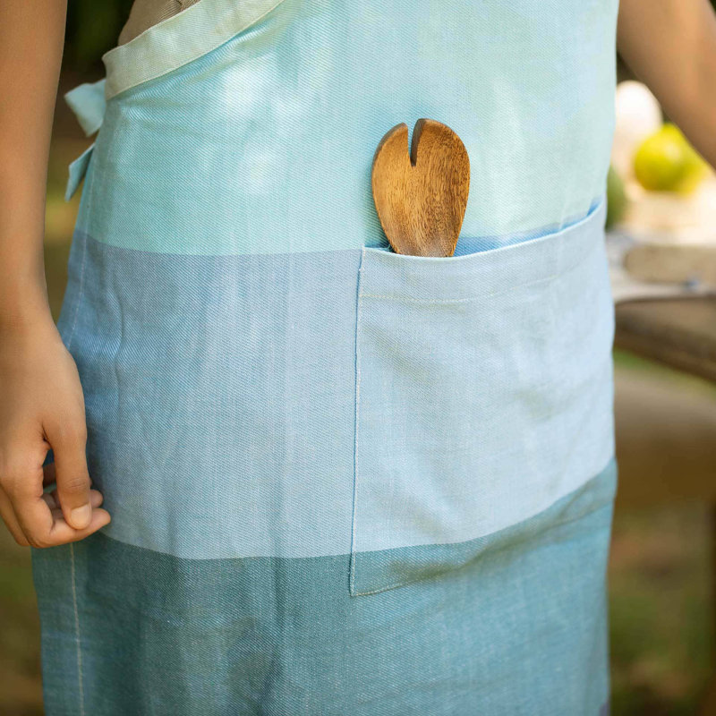 Tablier | Tablier de cuisine gaufré en coton bleu - L 35,8 po