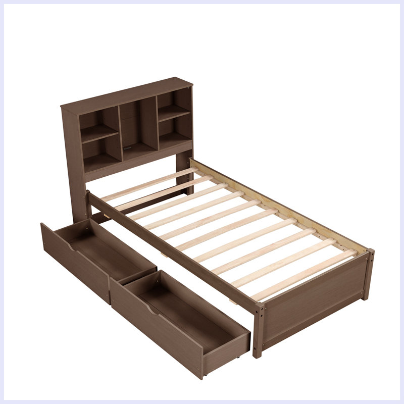 Lit plateforme Caythan, Noyer