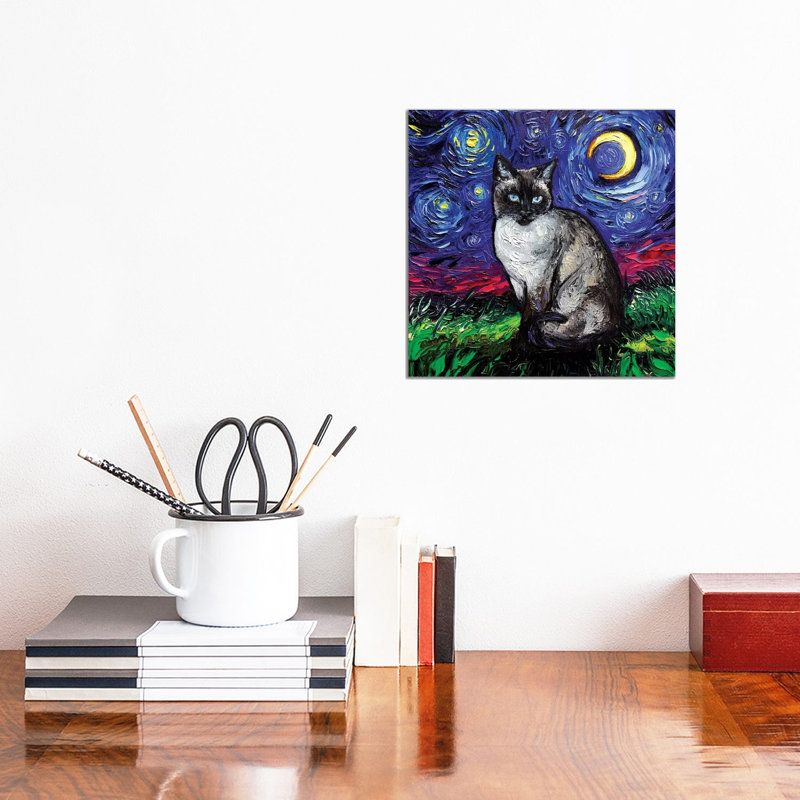 Siamese Night 1 Piece Wrapped Canvas Painting, 30.48 cm H x 30.48 cm W