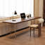 Brun clair + bureaux rectangulaires en bois massif transparent + acrylique-107362652