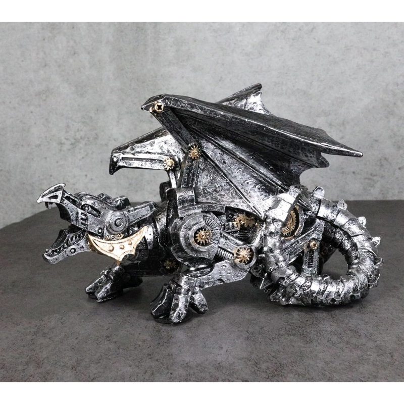 Figurine de dragon roux et robotique en forme d'aile