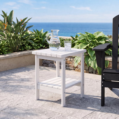 Taryn 17 in. 2-Tier Rectangular HDPE Outdoor Side Table