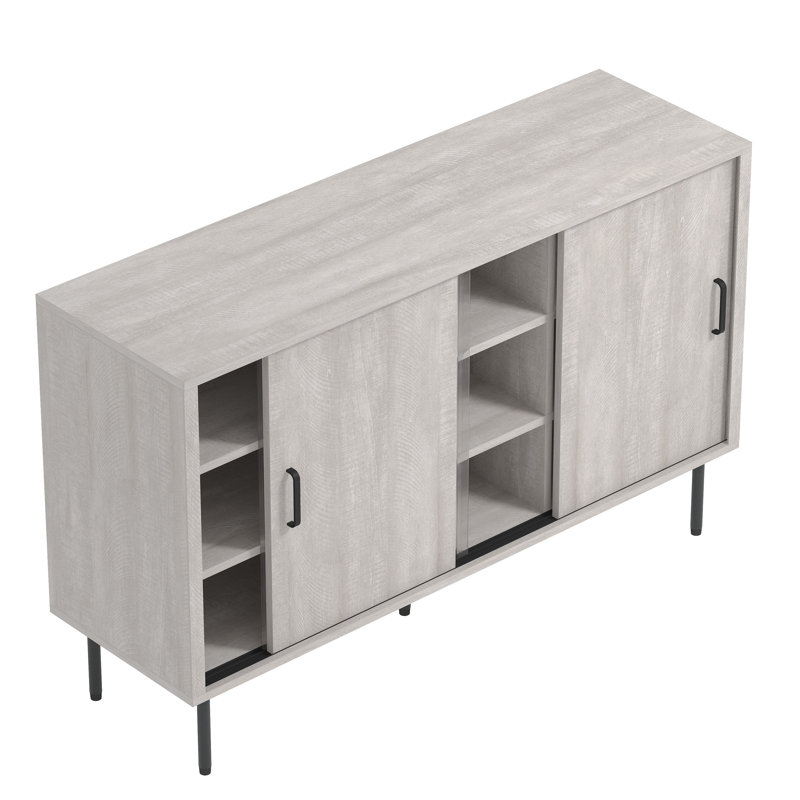 Riziero 16 Pair Shoe Storage Cabinet, Dusty Gray Oak