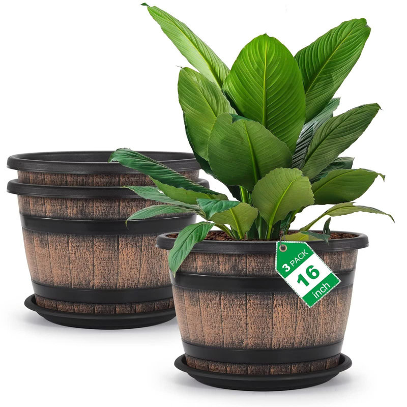 Pots à fleurs, H 11,2 po x l 16 po x P 16 po, 3