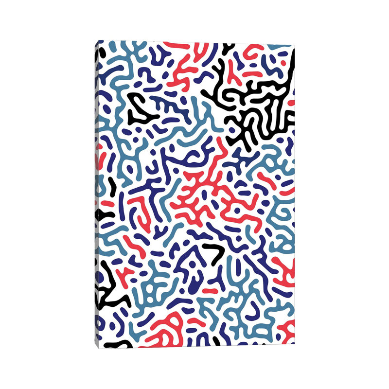 Organic Geo Digital Shapes Red - Wrapped Canvas Print, 66.04 cm H x 45.72 cm W