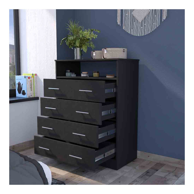 Commode à quatre tiroirs Wuju, chambre à coucher, noir