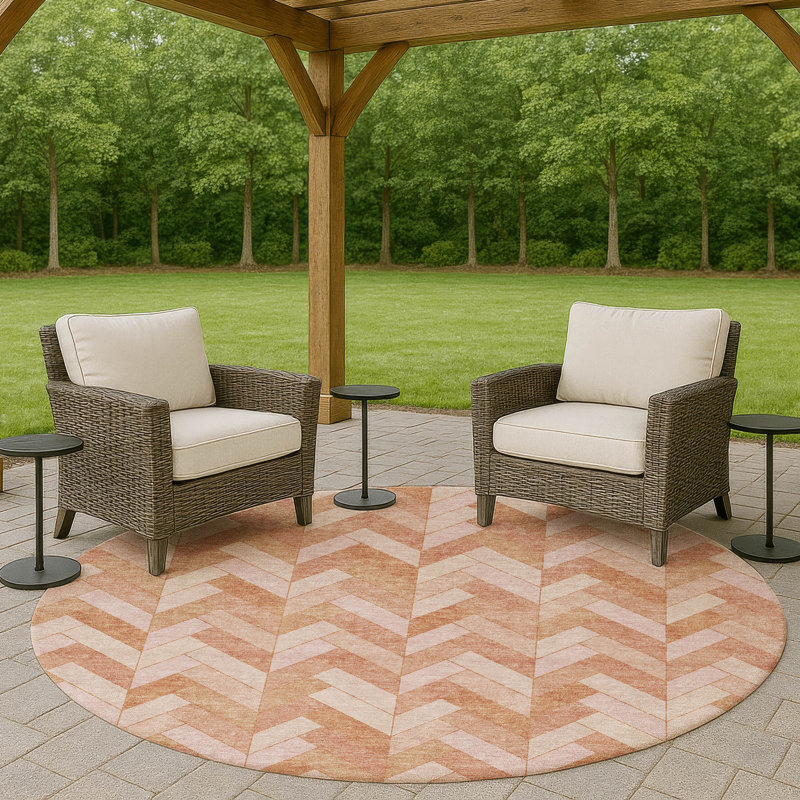 Machine Washable Indoor/Outdoor Chantille ACN2297 Geometric Rug, Round 8'