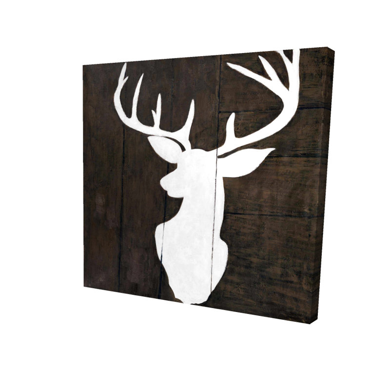 Toile de chambre rustique blanche - Silhouette de cerf