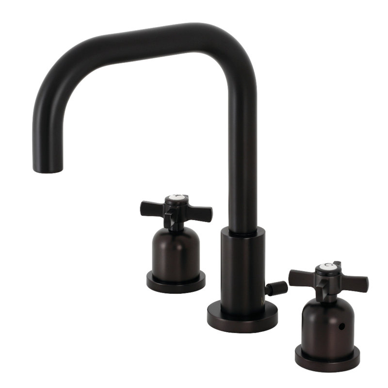 Robinet de salle de bain à large entraxe avec bonde, Bronze frotté à l'huile