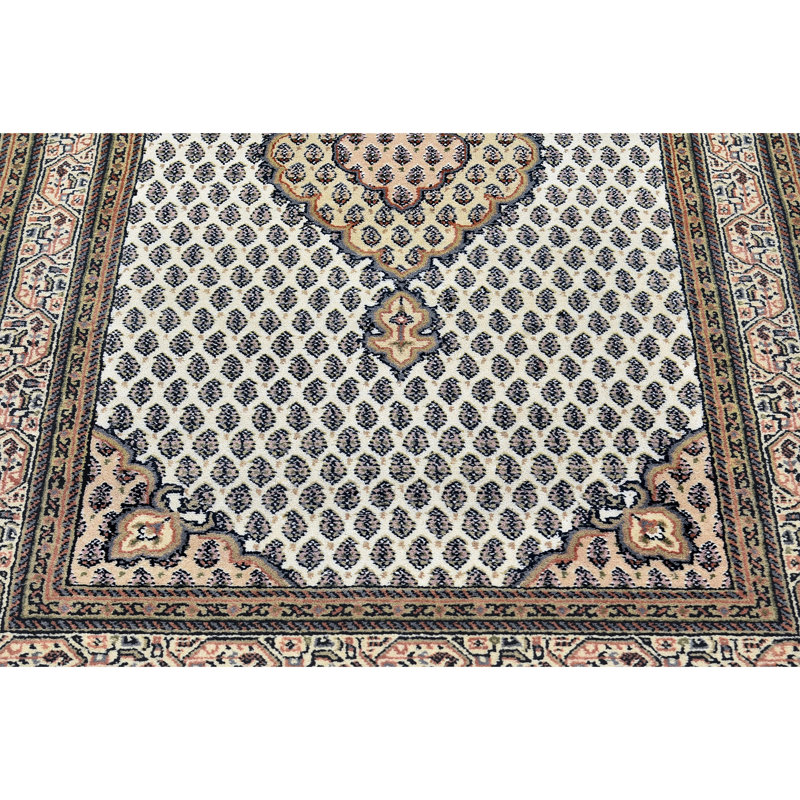 Hand Knotted Wool Area Rug in Cream/Beige/Rust