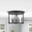Savala 3-Light Classic Candle Glass Black Dimmable Flush Mount Light