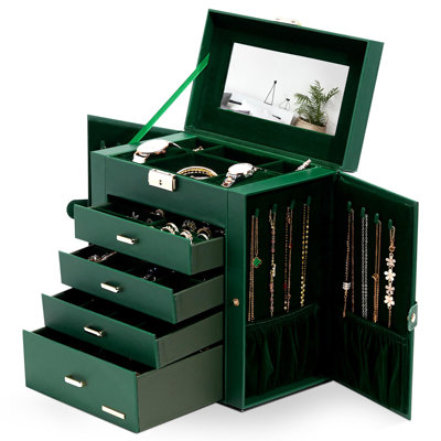 Boîte à bijoux en cuir synthétique