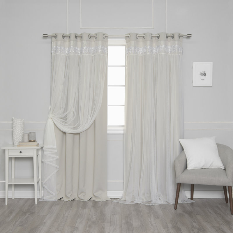 Loar Room Darkening Thermal Curtain Panels, 52" W x 96" L, Biscuit