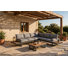 Fonda Sofa Beige Striped Cushion Style Sofa and Coffee Table Set