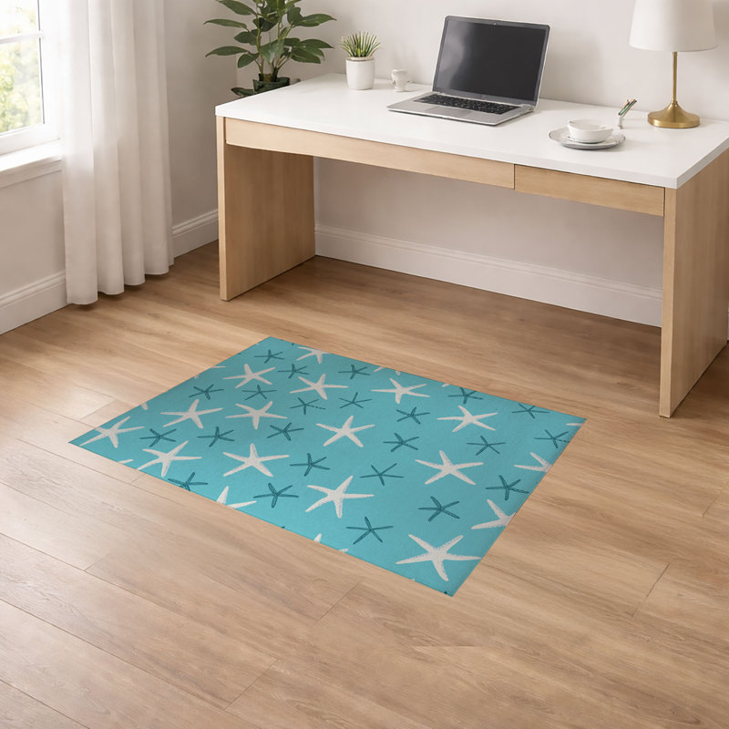 Tapis de bureau léger et antidérapant Starfish, Bleu, L 84 po x P 60 po