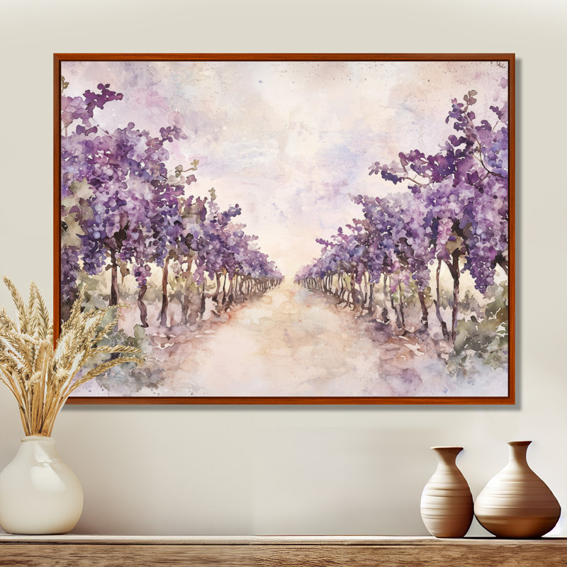 Lavande Vineyard In California II - impression murale vignoble, H 30 po x l 40 po, Brun