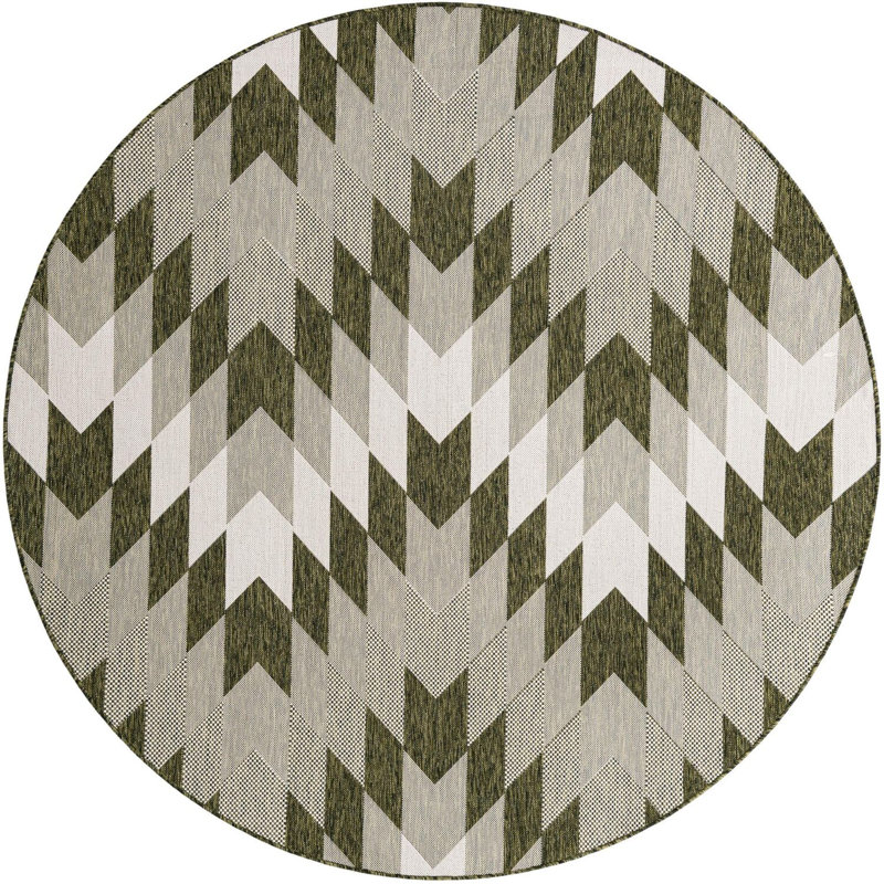 Aucun tapis Nykeia de couleur verte, Rond 7 pi 10 po