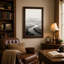 Art mural sur toile «Misty Winding River» en noir et blanc-1566697635