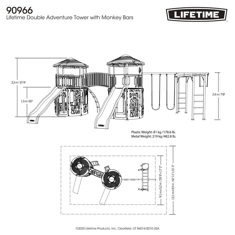 Double Adventure Tower With Monkey Bars