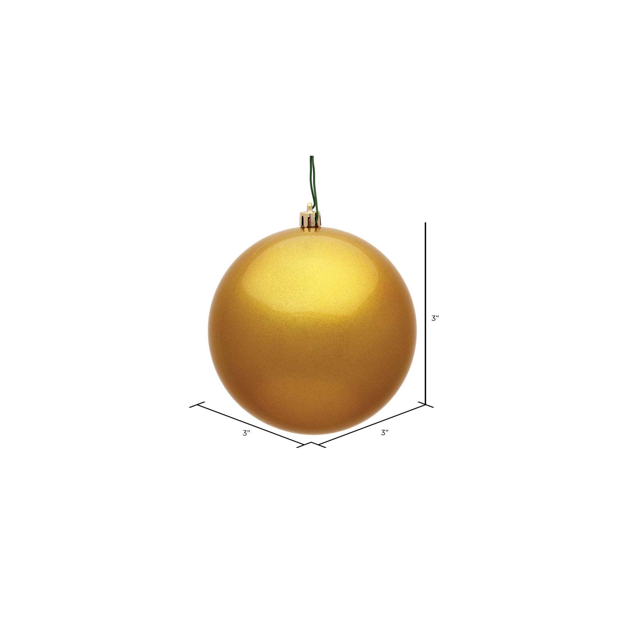 Holiday Décor Ball Ornament, 3" H x 3" W x 3" D, Honey Gold