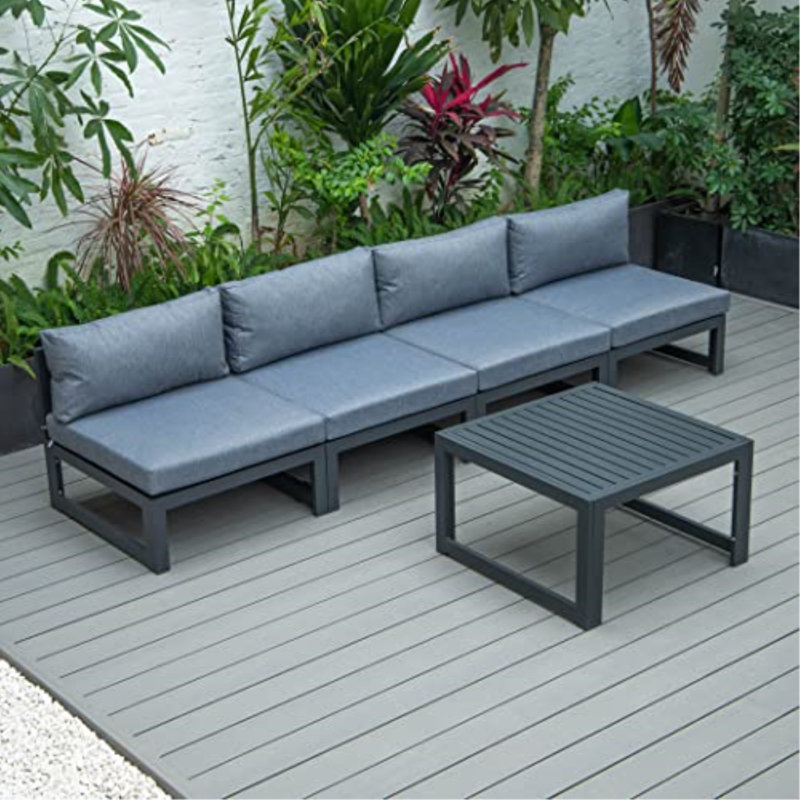Letendre 4 - Person Modular Patio Conversation Set with Cushions, Blue