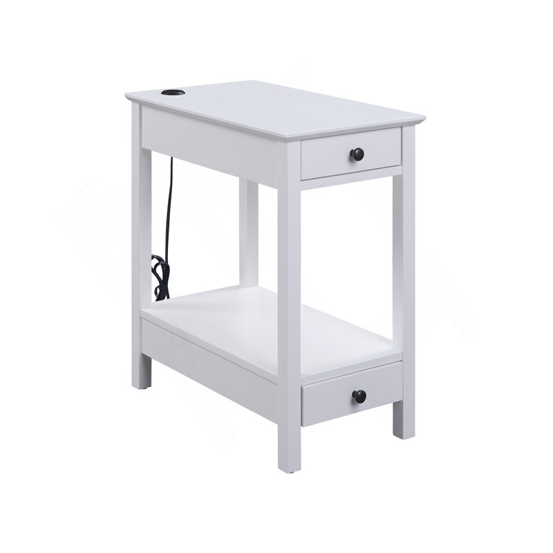 Table d'appoint Byzad à finition blanche avec USB