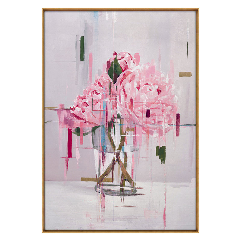 Peonies Vase Print by Hong, Hoa, Gold Framed, 60" H x 42" W