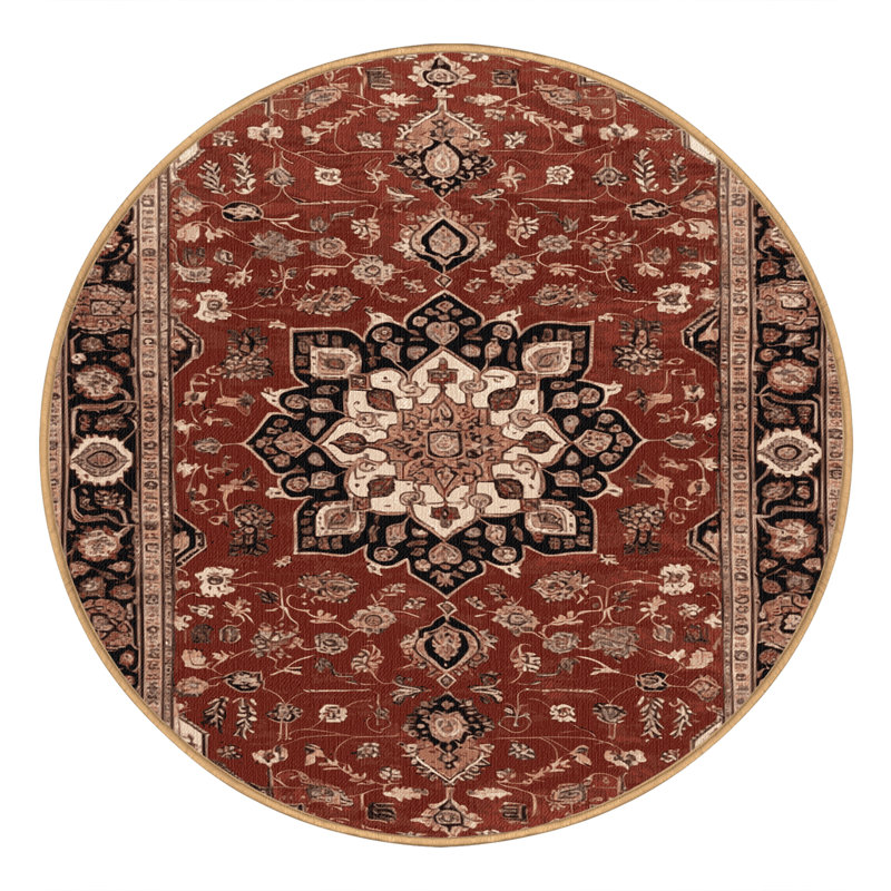Tapis brun lavable à la machine, Rond 6 pi