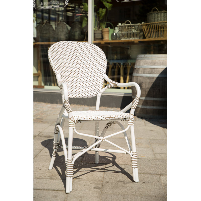 Isabell Outdoor Dining Armchair, White with Cappuccino Dots, White