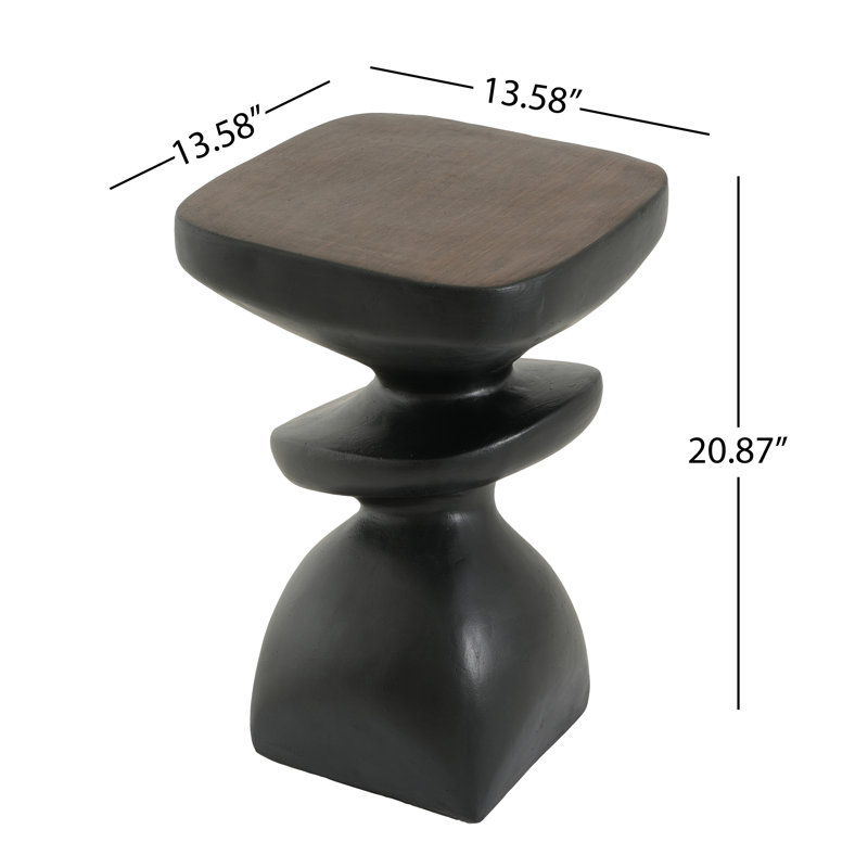 Table d'appoint noire à niveaux multiples MGO, table d'appoint sculpturale irrégulière, pré-assemblée non-KD, capacité de 76 lb, tabouret d'appoint moderne et intérieur pour l'extérieur