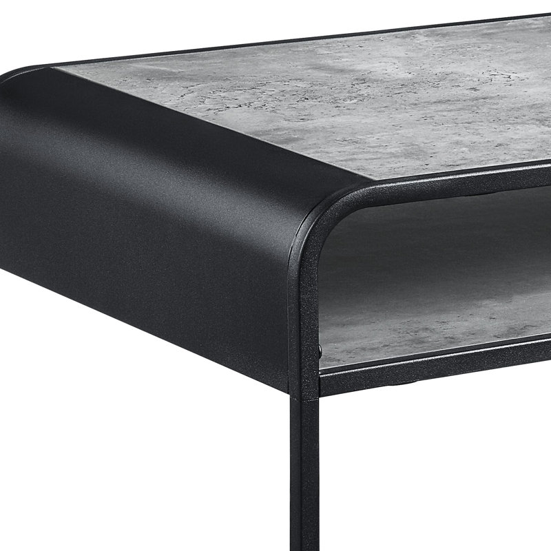Table basse moderne en béton gris et noir - 45 po Profondeur de l'emballage pour un transport sécuritaire Style polyvalent Un espace de vie