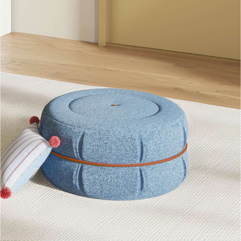 Coussin rond rembourré multifonctionnel qui peut également être utilisé comme repose-pieds, Bleu