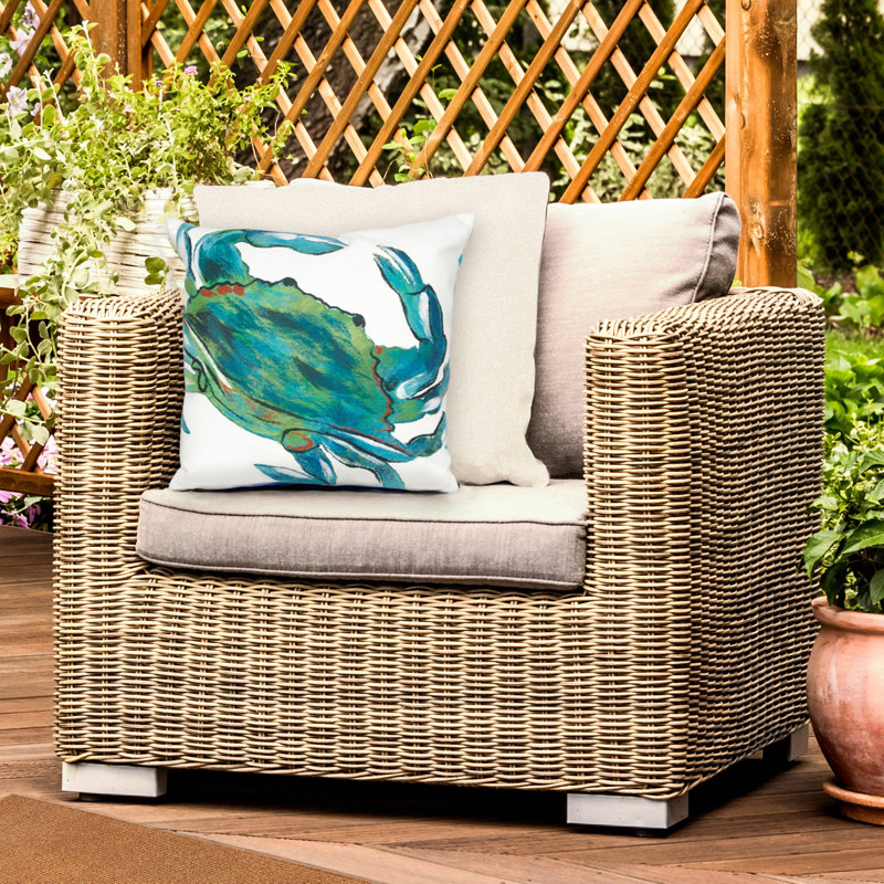 Housse et insert de coussin carré extérieur Vision III en crabe bleu