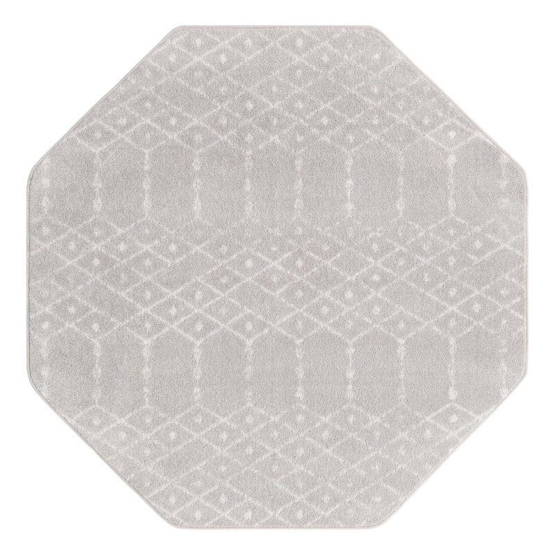 Tapis gris clair Karg, Octogone 5 pi 3 po x 5 pi 3 po