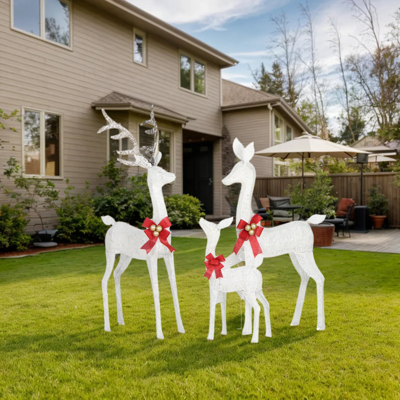 3 pièces décorations de Noël de Noël, décor de renne de jardin extérieur avec lumières DEL