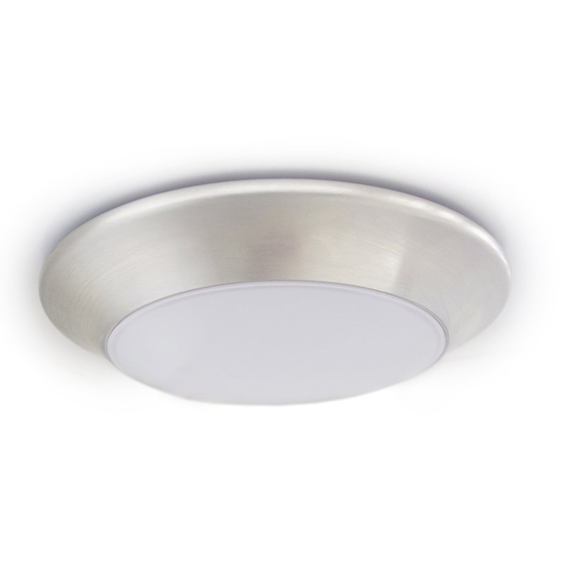 LED Ceiling Disk Light Indoor/Outdoor, Flush Mount, Dimmable, Satin Nickel