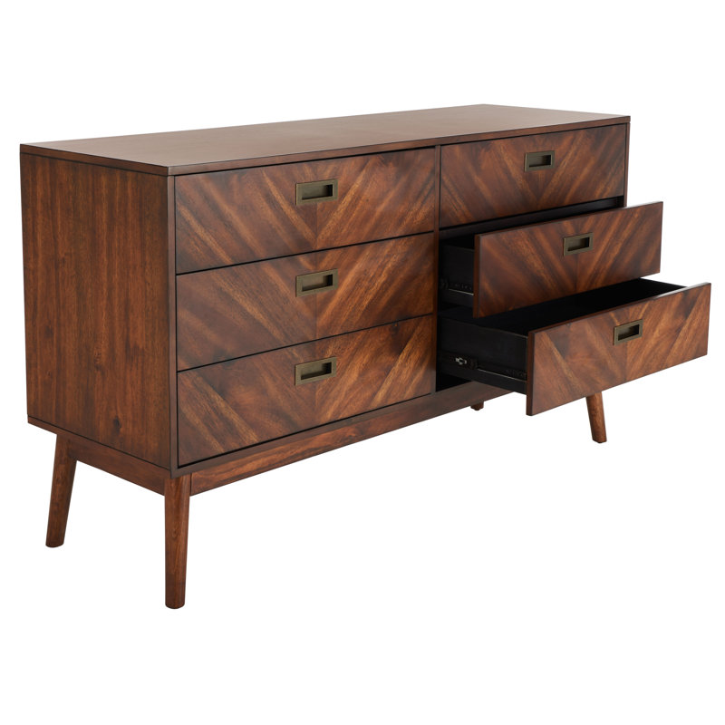 6 Drawer 56'' W Double Dresser, Dark Walnut
