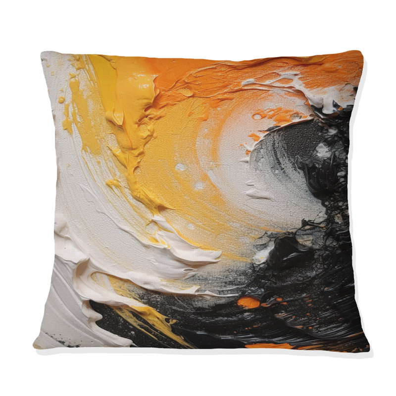 Coussin décoratif orange et noir Mystic Spirals III - Abstract Spirals