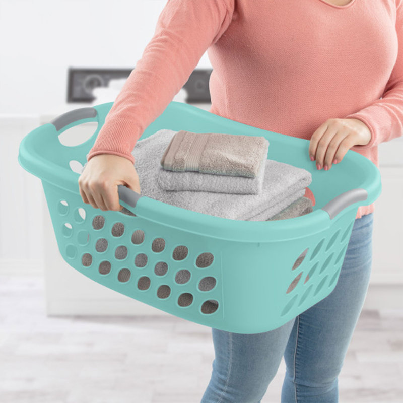 Storage Laundry Basket, 10" H x 18.13" W x 26.38" D, Aqua Blue