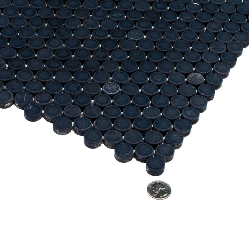 Carreau rond noir en mosaïque 11 x 12 Noir Luxe (4,83 pieds carrés / boîte) Noir Luxe