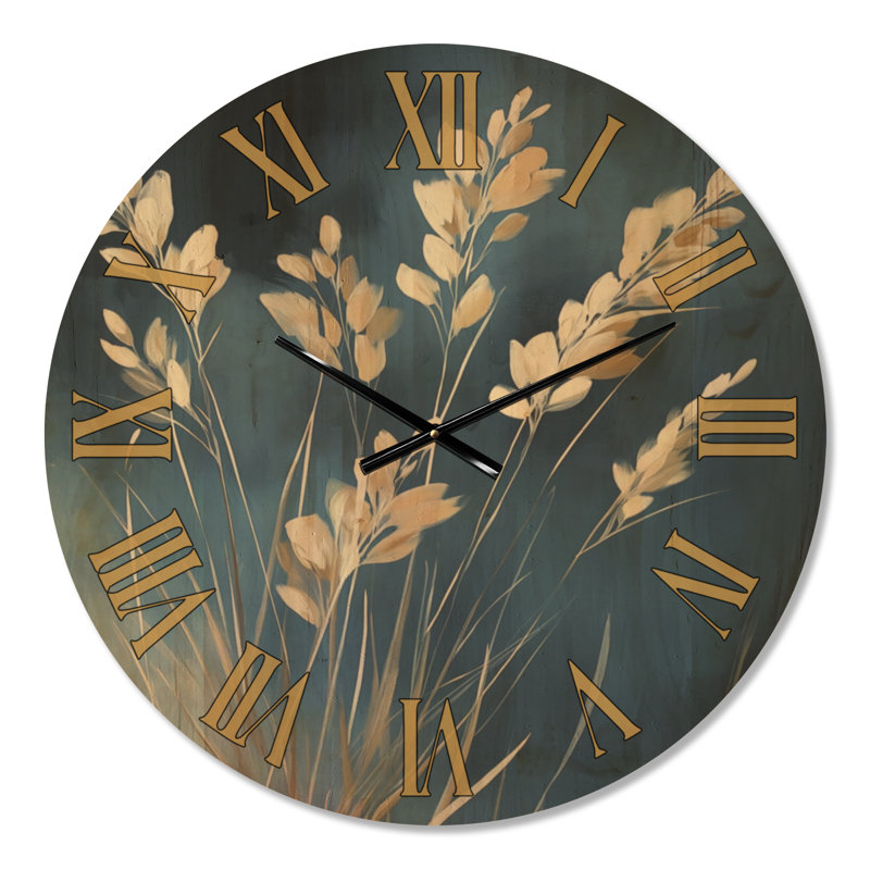 « Ivoire en fleurs au crépuscule » - Horloge murale botanique silencieuse (sans tic-tac), imprimée sur bois, Grand